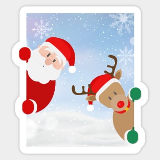 Curious Santa and Rudolf Sticker